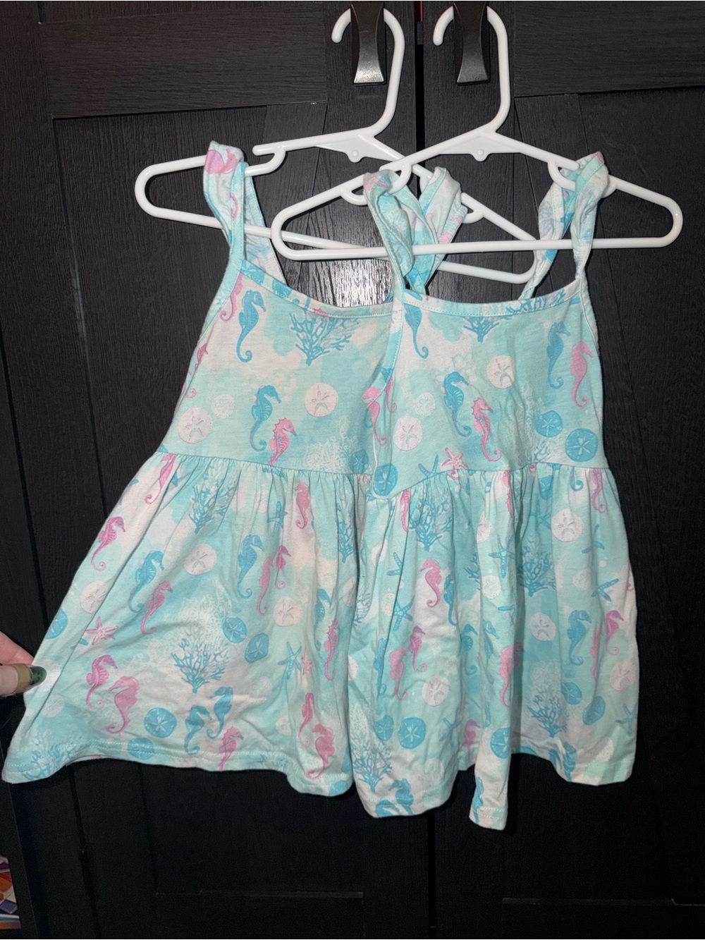 The Children's Place Aqua and Pink Seahorse Tank Dress